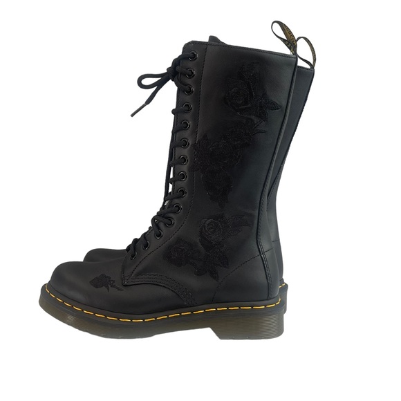 Dr MARTEN 1914 VONDA MON LEATHER BLACK BOOT FLOWER EMBROIDERY DETAILING SIZE UK4 - Picture 4 of 16